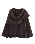Parisian Boulevard Asymmetric scarf cropped knitted jacket