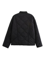 Leopard lining quilted buttons padded jacket