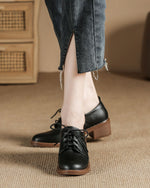 Glossy leather upper lace up oxford shoes