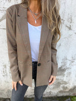 Blazer mit Hahnentrittmuster und einem Knopf und Tasche
