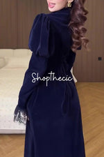 Abito vintage blu navy Velvet Hour