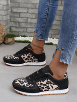 Lace-Up flat shoes with TPR Sole All-Season Leopard Print sneakers