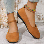 Velvet Solid Color One-Strap Shallow Mouth Flat Shoes