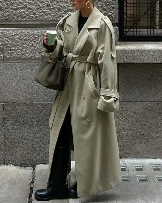 Norwegian Fjord Long woolen trench coat