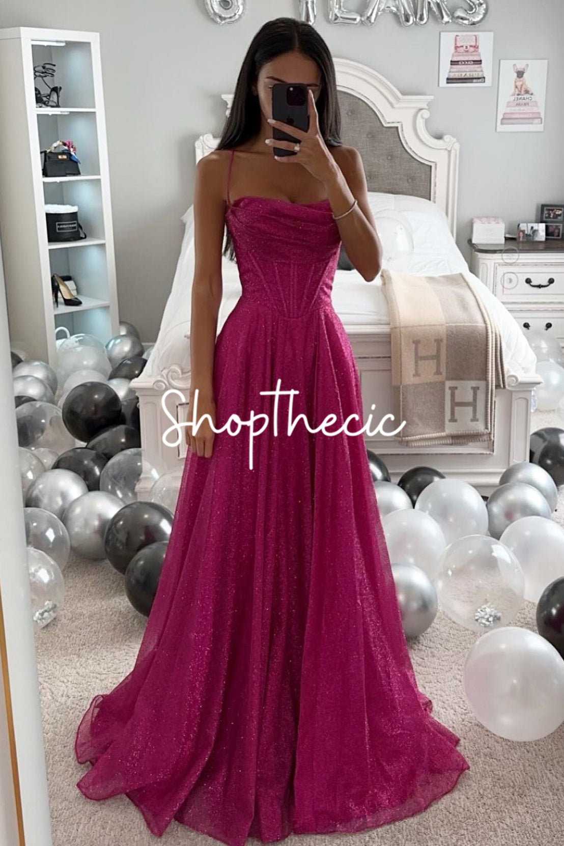 Sequined halter-neck bustier full skirt maxi dress