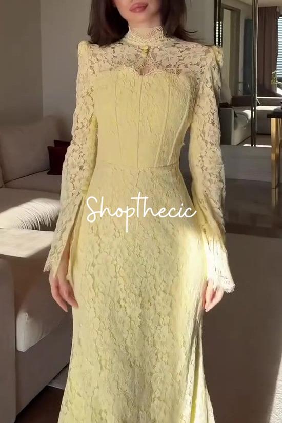 Abito lungo aderente in pizzo con gilet Canopy of Stars