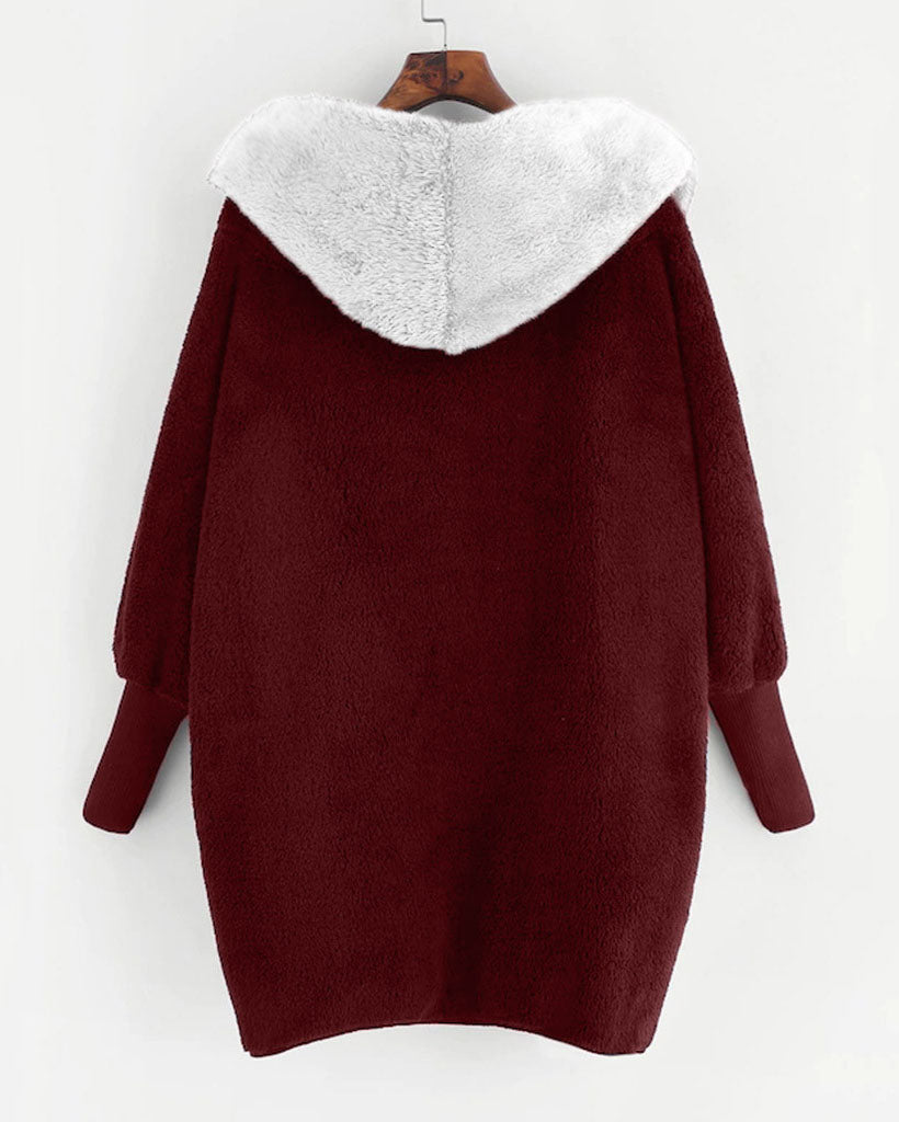 Doppelseitige Samt-Kapuzenjacke im Colorblock-Design