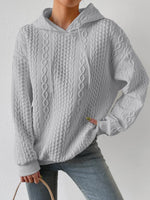 Langärmliges, lockeres Sweatshirt mit Jacquard-Kapuze und Schnürung