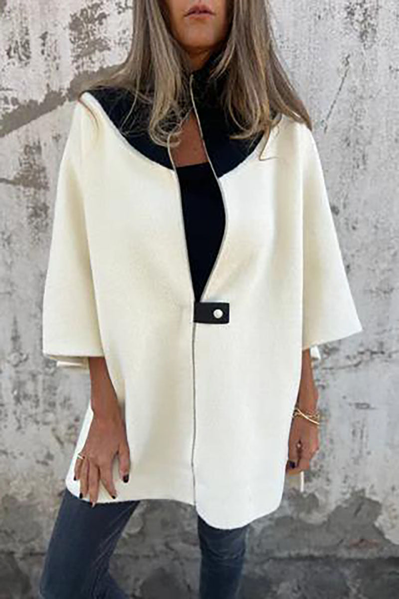 Lockere Jacke mit Dreiviertelärmeln und Stehkragen und Reißverschluss