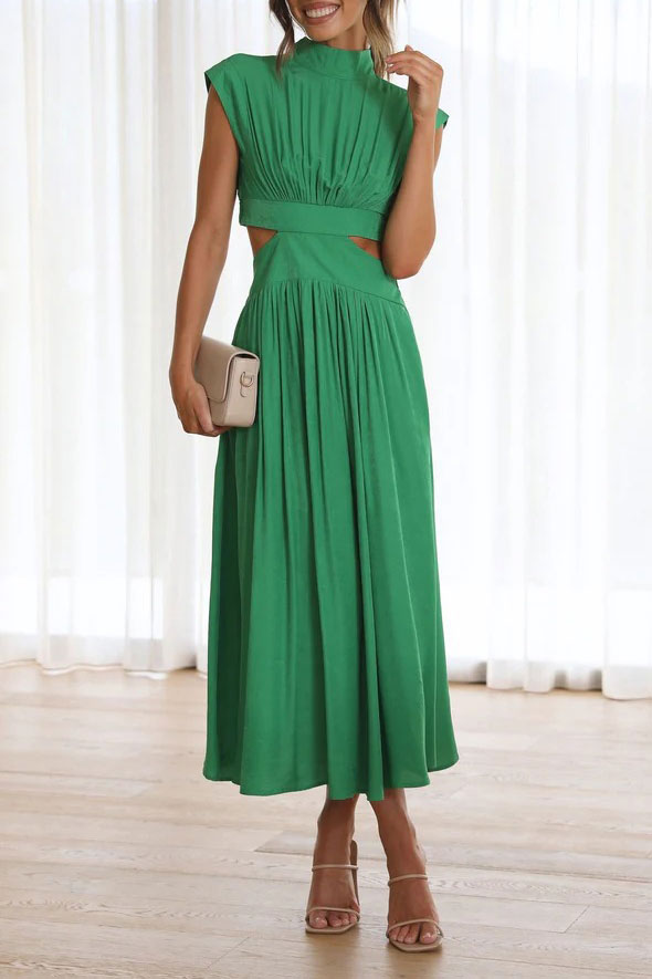 Light of My Life Cutout Waist Pocketed Vacation Midi Dress