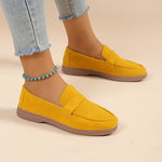 Solid color suede shallow flat loafers