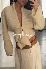 Cardigan en maille à col en V profond et bouton unique