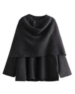 Parisian Boulevard Asymmetric scarf cropped knitted jacket