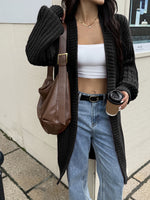 Oversized Chunky Knit Lantern-sleeved long cardigan