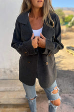 Langärmliger Button-Down-Wollmantel mit Revers