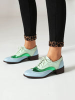 Retro British color-blocked lace-up brogues