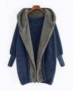 Doppelseitige Samt-Kapuzenjacke im Colorblock-Design