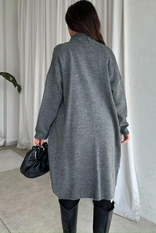 Solid color sleeveless round neck dress knitted cardigan two-piece set