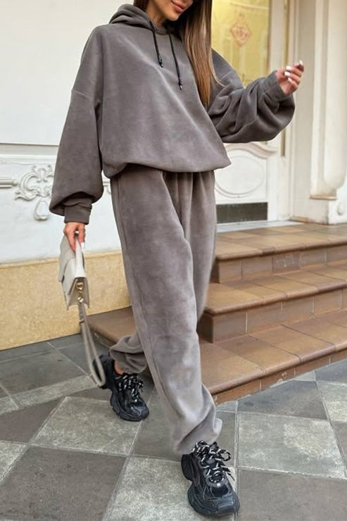 Campus Crew Polar fleece hooded sweatshirt and sweatpants two-piece set