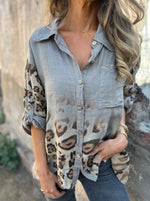 Vintage Gradient Leopard Print Shirt