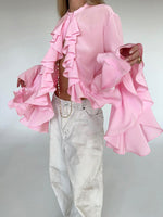 Wide Cuffs and Ruffles Long sleeve Light Shirt
