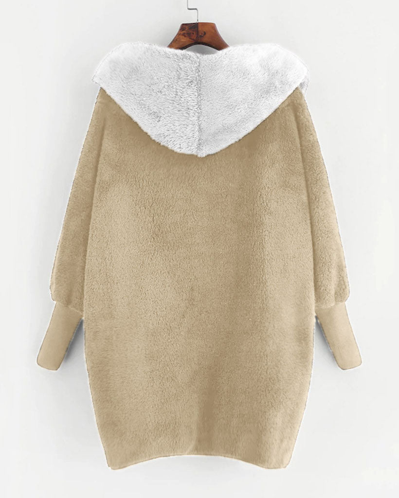 Doppelseitige Samt-Kapuzenjacke im Colorblock-Design