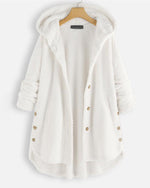 Sweatshirtjacke mit Kapuze und Knopfverschluss und abgerundetem Saum