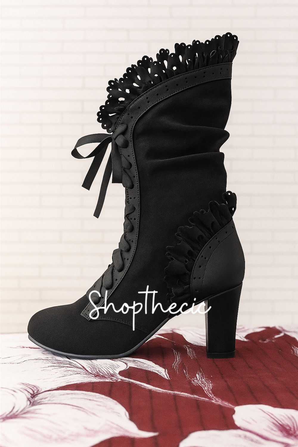 A Slow Dance Suede high-heeled lace-up mid-calf boots