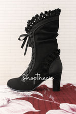 A Slow Dance Suede high-heeled lace-up mid-calf boots