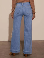 High Waist Straight And Thin Wide Legs Temperament Denim Trousers