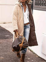 Vielseitiger Langarm-Thermomantel mit Reißverschluss vorne und Farbblockdesign