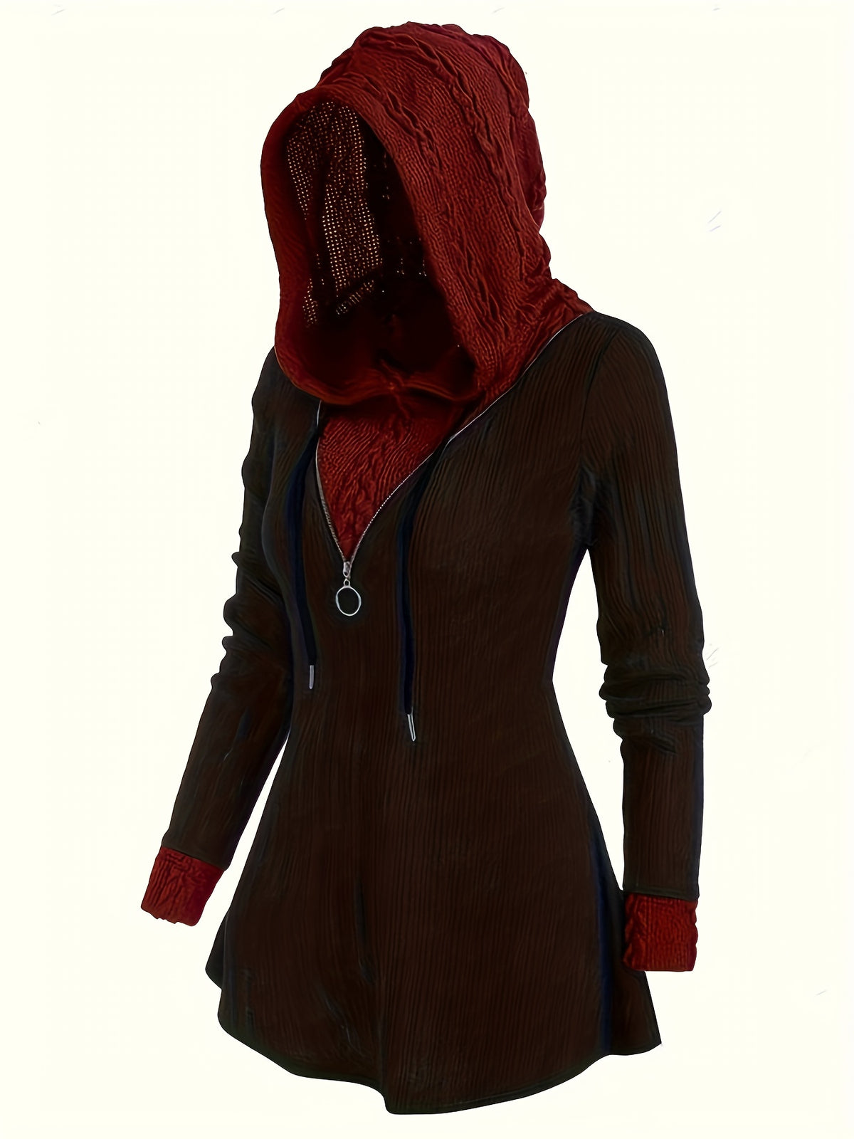 Sweats à capuche avec cordon de serrage et fermeture éclair en bloc de couleur