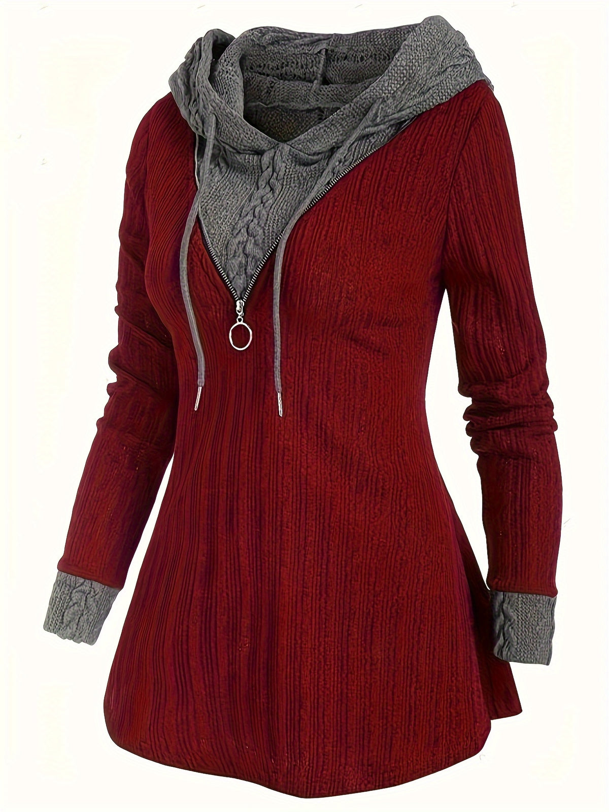 Sweats à capuche avec cordon de serrage et fermeture éclair en bloc de couleur