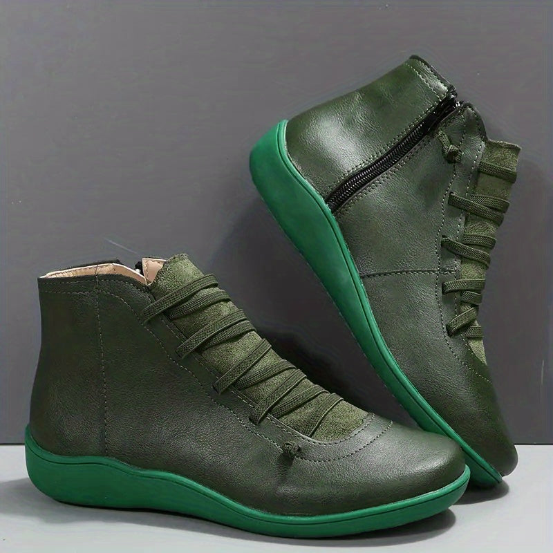 Bottines à plateforme et semelle souple confortables à enfiler avec fermeture éclair latérale
