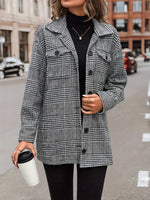 Einreihige Jacke mit Hahnentrittmuster und Pattentaschen