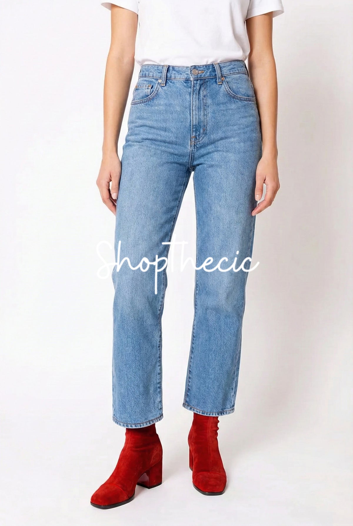 Stivali rossi con tacco medio e punta quadrata Modern Maverick