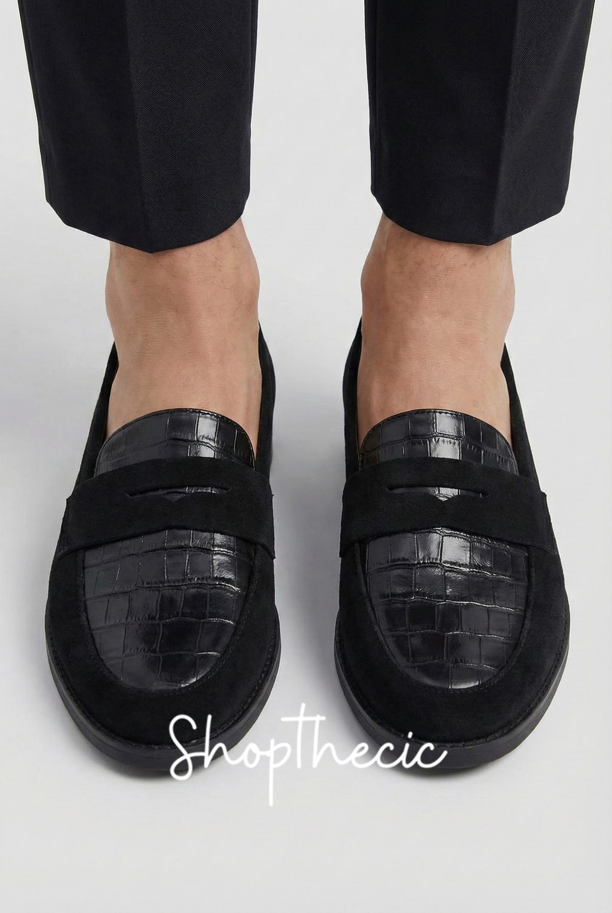 Scarpe mary jane nere con motivo coccodrillo