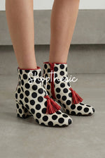 Stivali moderni Maverick con punta quadrata, nappe a pois e tacco medio