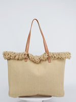 Cabas chic en toile bords frangés