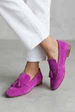 Vintage suede slip-on tassel loafers