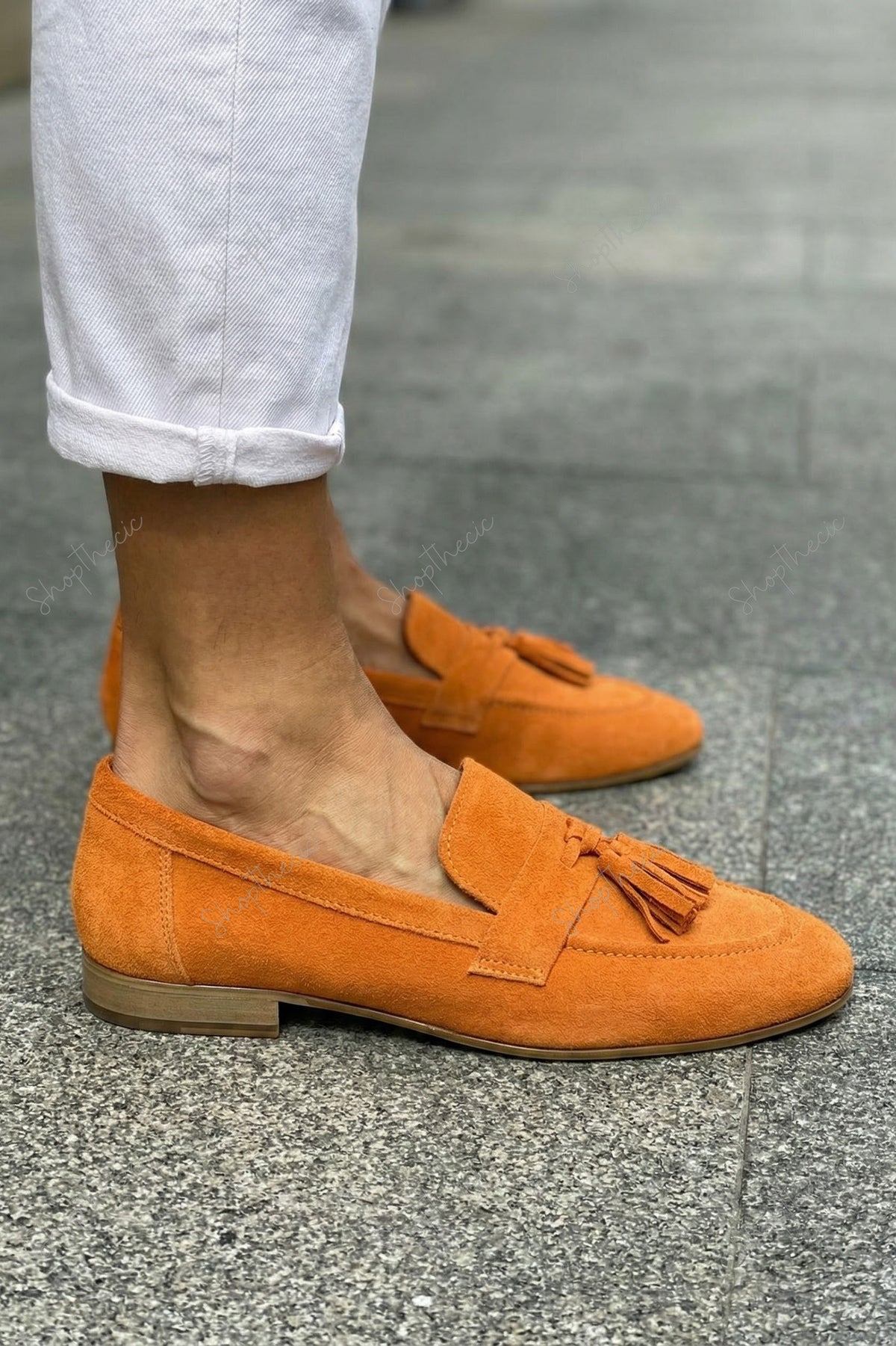 Vintage suede slip-on tassel loafers