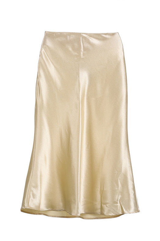 Solid Shiny Satin Bodycon Skirt