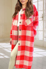 Schicker langer Mantel aus kariertem Tweed