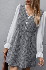 Patchwork Button French Dress