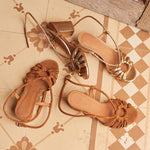 Sandales de villégiature à talons blocs tressés Boho