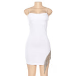 Tassel Strapless Sleeveless Bodycon Dress