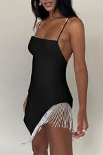 Tassel Strapless Sleeveless Bodycon Dress