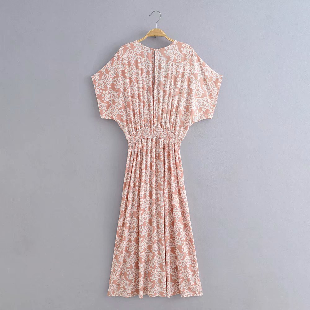 Side Split V-neck Bat Sleeve Dress