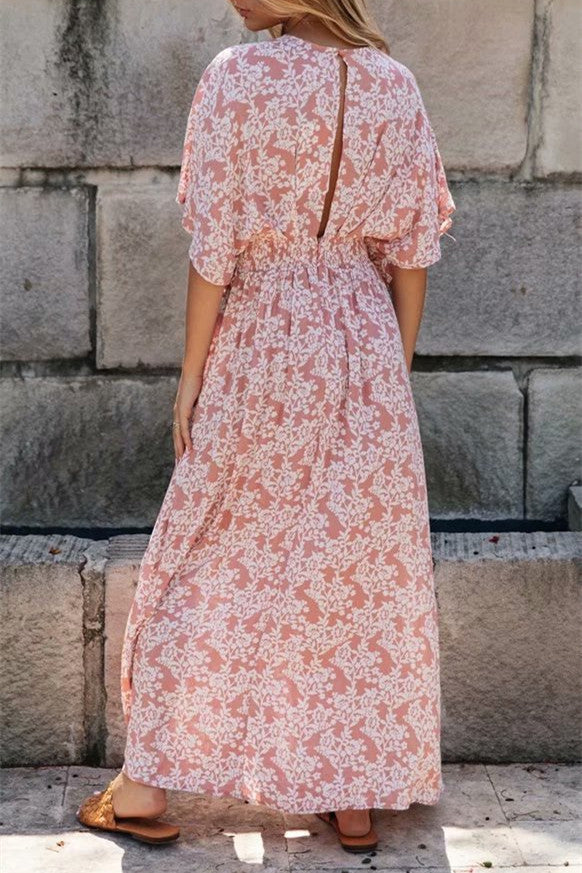 Side Split V-neck Bat Sleeve Dress