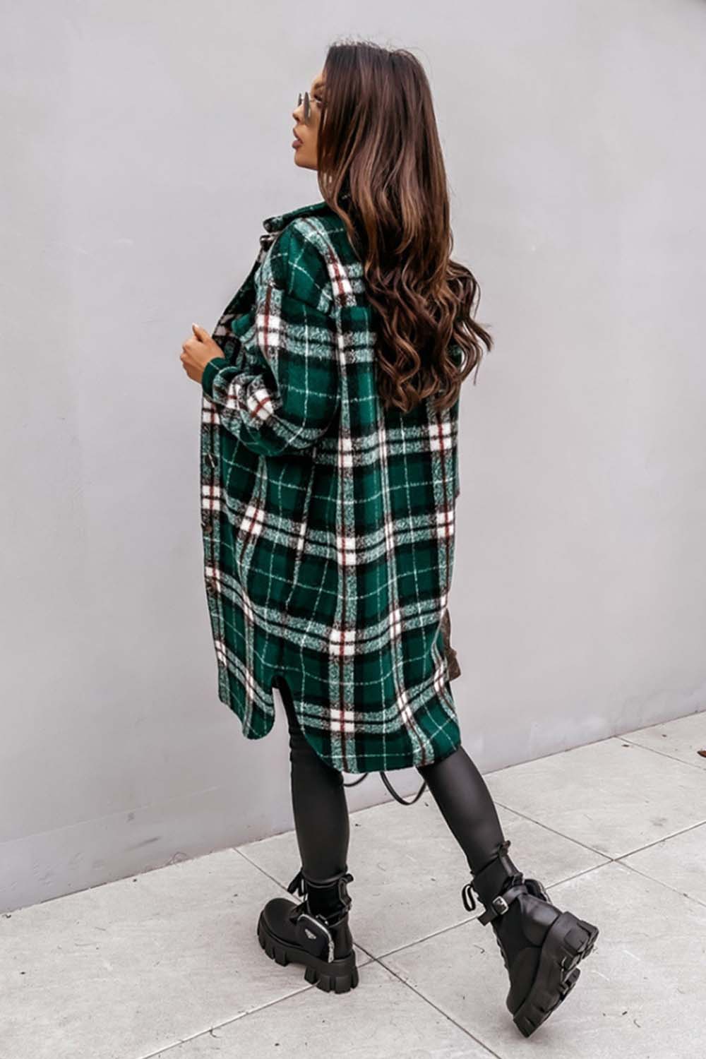 Plaid Print Woolen Coat